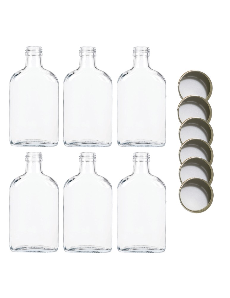 Szklane butelki na alkohol - galoniki - Butelki 200 ml piersiówki kieszonkowe na sok nalewki fi28 6szt NAKRĘTKI - product MODO24.PL 2