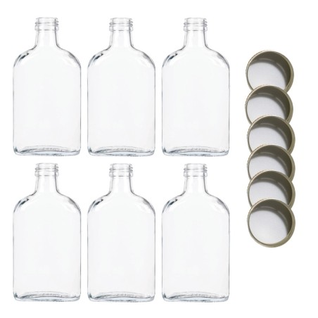 Butelki 200 ml piersiówki kieszonkowe na sok nalewki fi28 6szt NAKRĘTKI