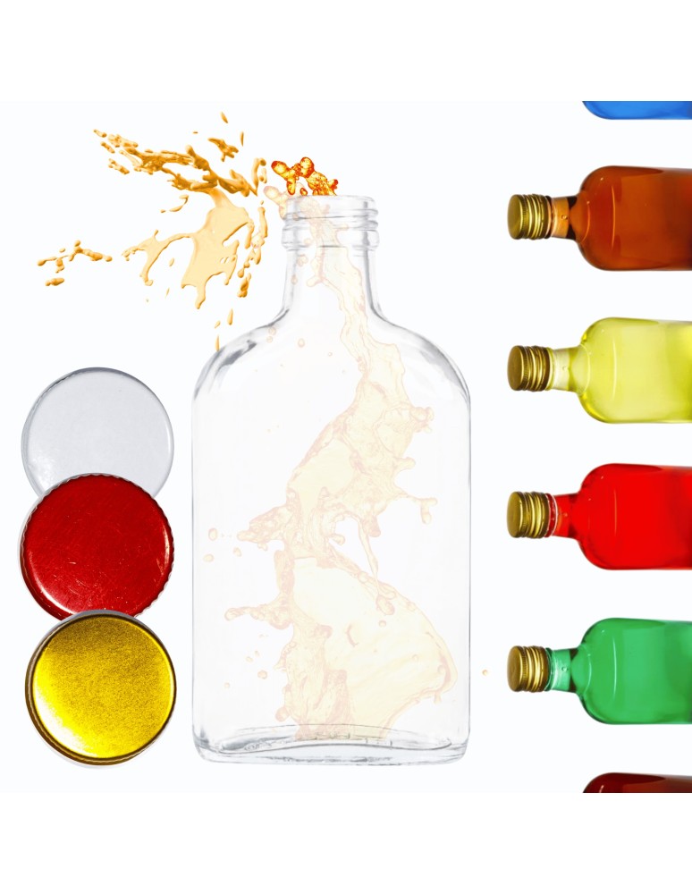 Szklane butelki na alkohol - galoniki - Butelka 200 ml piersiówka kieszonkowa na sok nalewki fi28 1szt NAKRĘTKA PZH - produkt MODO24.PL 1
