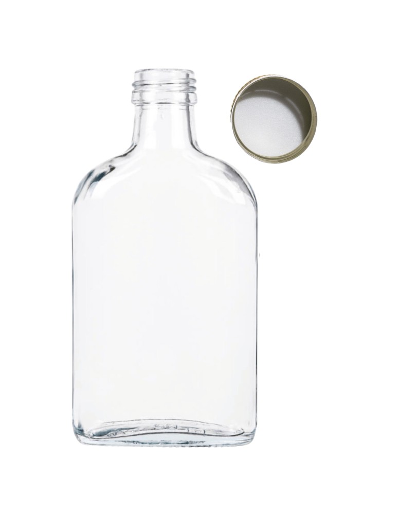 Szklane butelki na alkohol - galoniki - Butelka 200 ml piersiówka kieszonkowa na sok nalewki fi28 1szt NAKRĘTKA PZH - product MODO24.PL 2