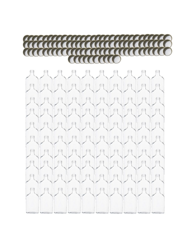 Szklane butelki na alkohol - galoniki - Butelki 200 ml piersiówki kieszonkowe na sok nalewki fi28 100szt NAKRĘTKI - product MODO24.PL 2