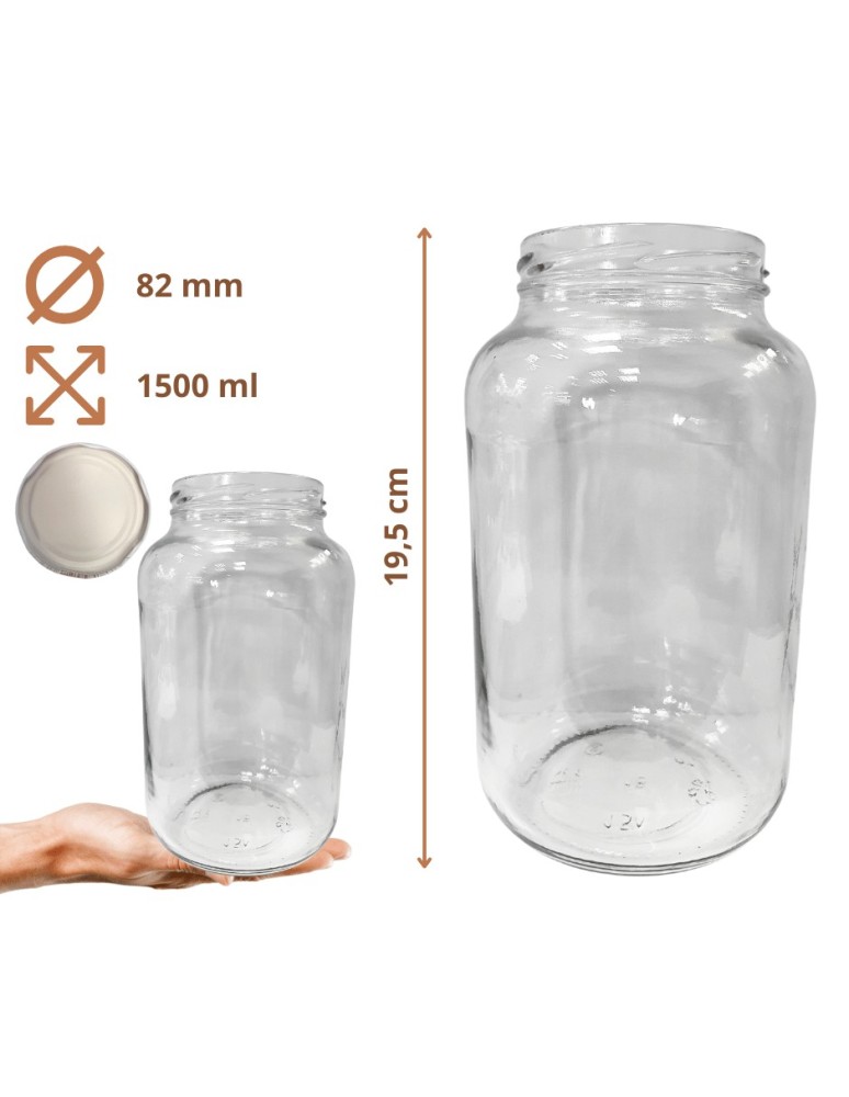 Słoiki - Słoik 1500ml 1,5l na ogórki małosolne soki nalewki kompot 1szt. 82mm PZH - product MODO24.PL 3