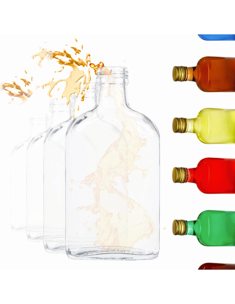 Szklane butelki na alkohol - galoniki - Butelki 200ml piersiówki do kieszeni na sok nalewki fi28 60szt BEZ NAKRETEK - produkt MODO24.PL 1