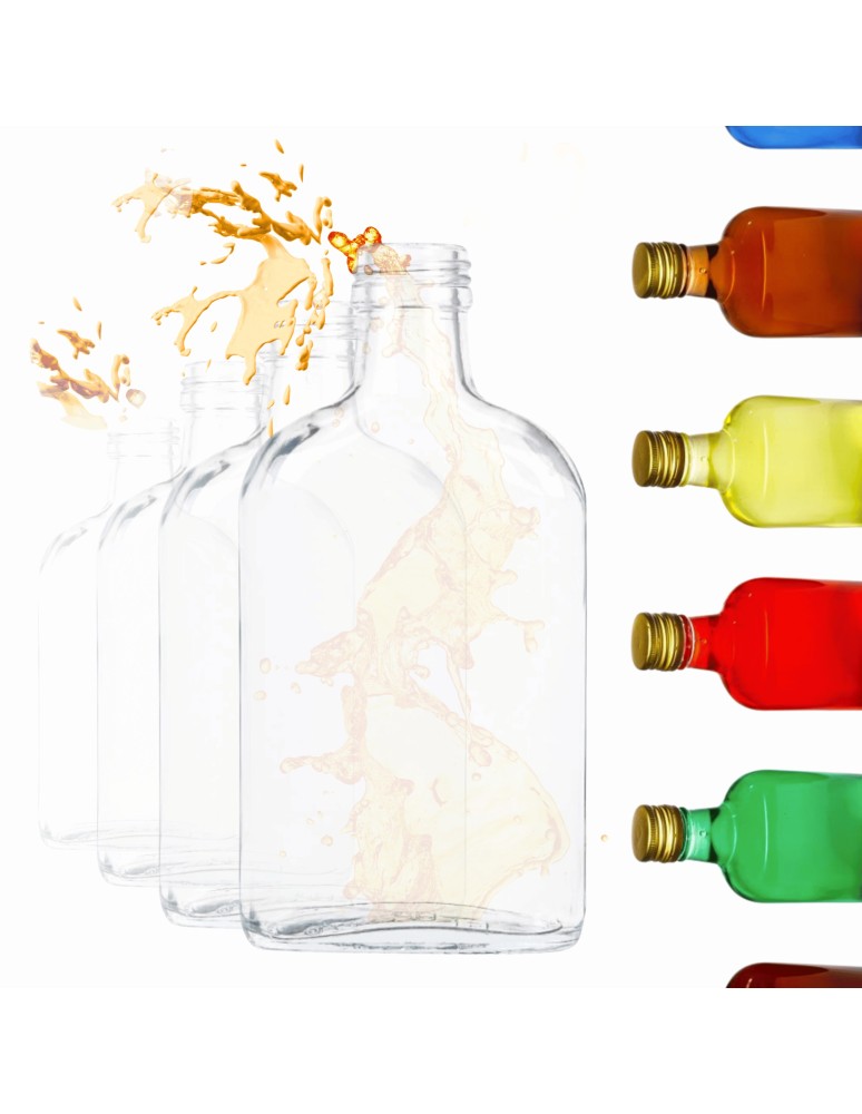 Szklane butelki na alkohol - galoniki - Butelki 200ml piersiówki do kieszeni na sok nalewki fi28 10szt BEZ NAKRETEK - produkt MODO24.PL 1