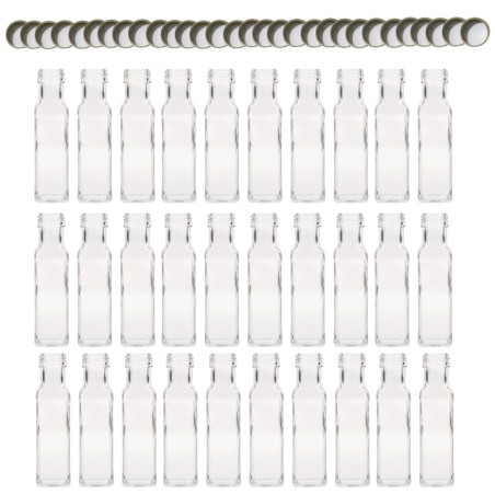 Butelki 100 ml maraski kwadratowe soki na olej oliwę fi31 30szt NAKRĘTKI