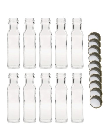 Butelki 100 ml maraski kwadratowe soki na olej oliwę fi31 10szt NAKRĘTKI - produkt 2