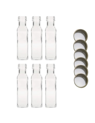 Butelki 100 ml maraski kwadratowe soki na olej oliwę fi31 6szt NAKRĘTKI - produkt 2