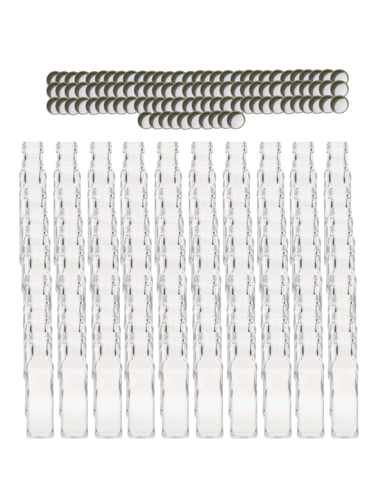 Szklane butelki na alkohol - galoniki - Butelki 100 ml maraski kwadratowe soki na olej oliwę fi31 100szt NAKRĘTKI - product MODO24.PL 2