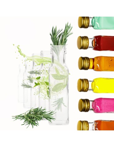 Butelki 100ml maraski kwadratowe soki na olej oliwę fi31 10szt BEZ NAKRETEK