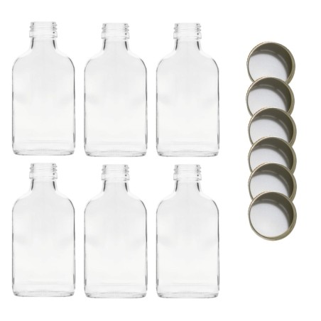 Butelki 100 ml piersiówki płaskie na sok nalewki fi28 6szt NAKRĘTKI PZH
