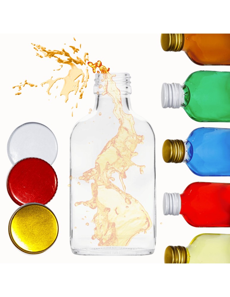 Szklane butelki na alkohol - galoniki - Butelka 100 ml piersiówka kieszonkowa na sok nalewki fi28 1szt NAKRĘTKA PZH - produkt MODO24.PL 1