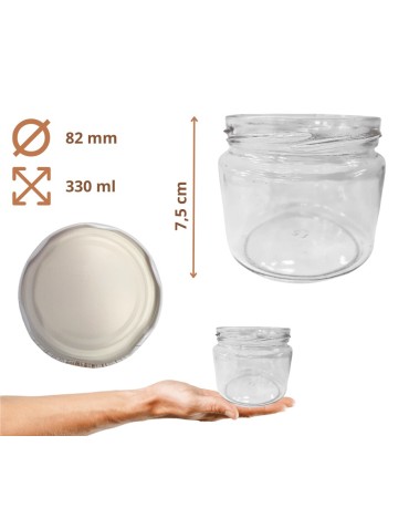 Słoiki - Słoiki 330ml słoiczki na dżem przyprawy grzybki konfitury 6szt. 82mm PZH - product 3