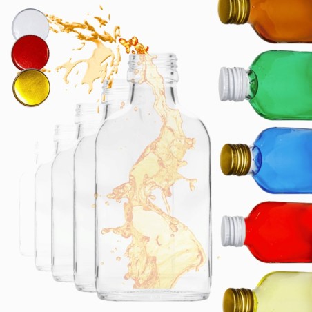 Butelki 100 ml piersiówki płaskie na sok nalewki fi28 100szt NAKRĘTKI PZH