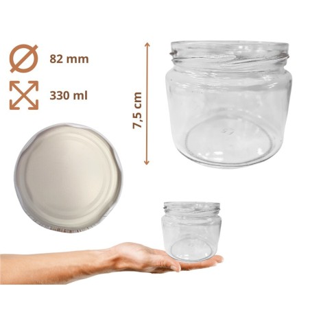 Słoik 330ml słoiczki na dżem przyprawy grzybki konfitury 1szt. 82mm PZH