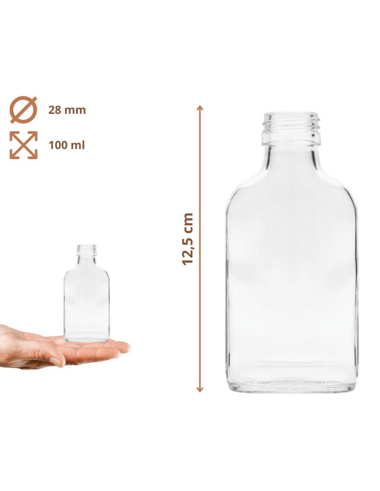 Szklane butelki na alkohol - galoniki - Butelki 100ml piersiówki kieszonkowe sok nalewki fi28 100szt BEZ NAKRETEK - product MODO24.PL 3
