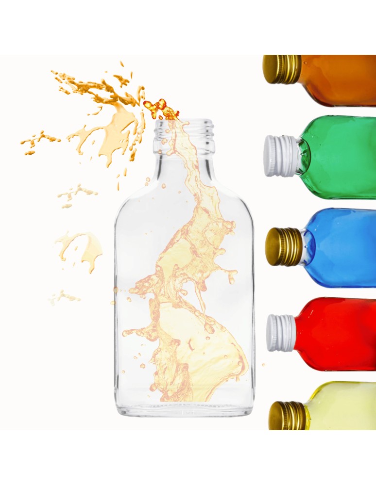 Szklane butelki na alkohol - galoniki - Butelka 100 ml piersiówka kieszonkowa na sok nalewki fi28 1szt BEZ NAKRETKI - produkt MODO24.PL 1