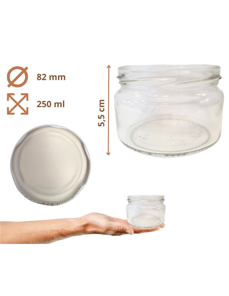 Słoiki - Słoiki 250ml słoiczki na dżem przyprawy deserki konfitury 6szt. 82mm PZH - product MODO24.PL 3