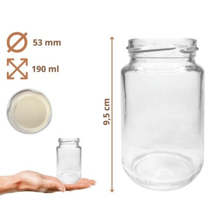 Słoiki 190ml 0,2 dżemy konfitury przyprawy deserki 6sztuk 53mm