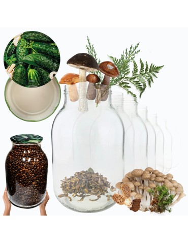 Słoiki - Słoiki 4000ml 4l ogórki soki cukinia grzyby nalewki 60kpl zakrętki 100mm - produkt 1