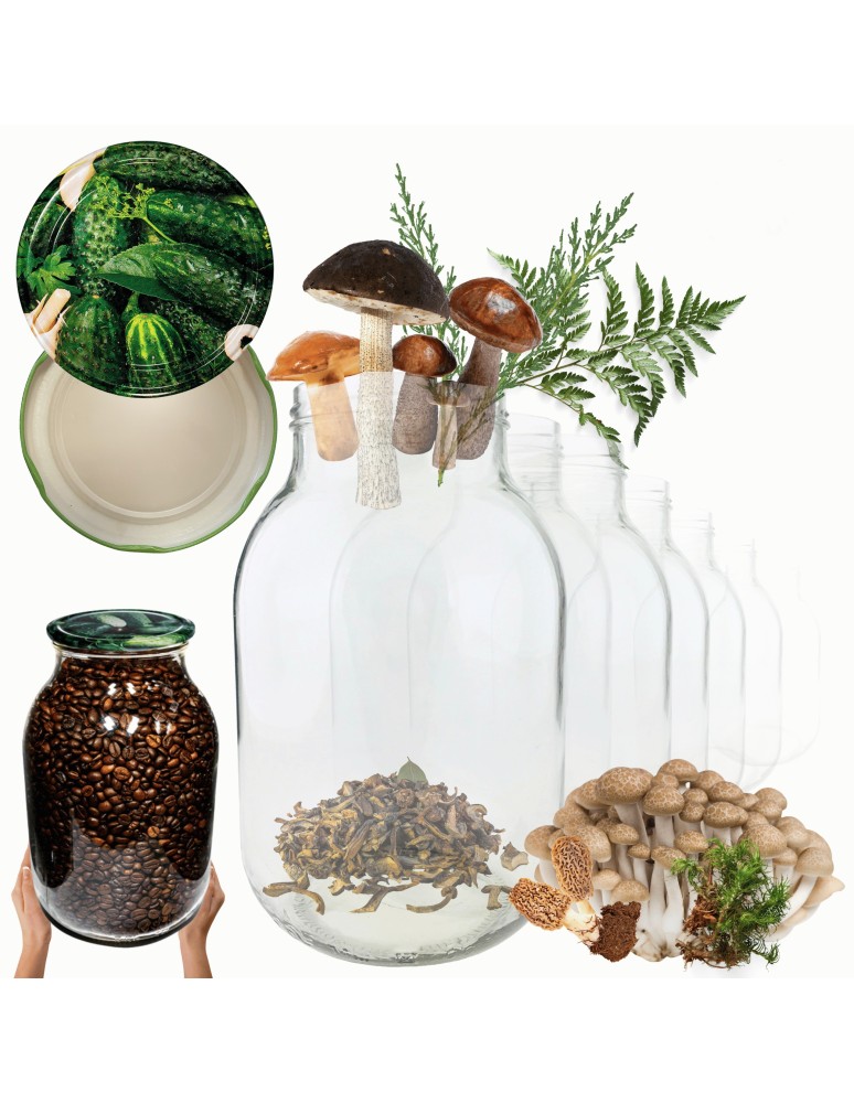 Słoiki - Słoiki 4000ml 4l na ogórki soki cukinia grzyby nalewki 6kpl zakrętki 100mm - product MODO24.PL 1