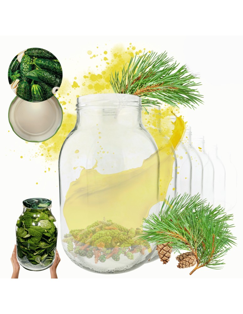 Słoiki - Słoiki 3000ml 3l na ogórki soki grzyby nalewki 30kpl zakrętki 100mm PZH - produkt MODO24.PL 1