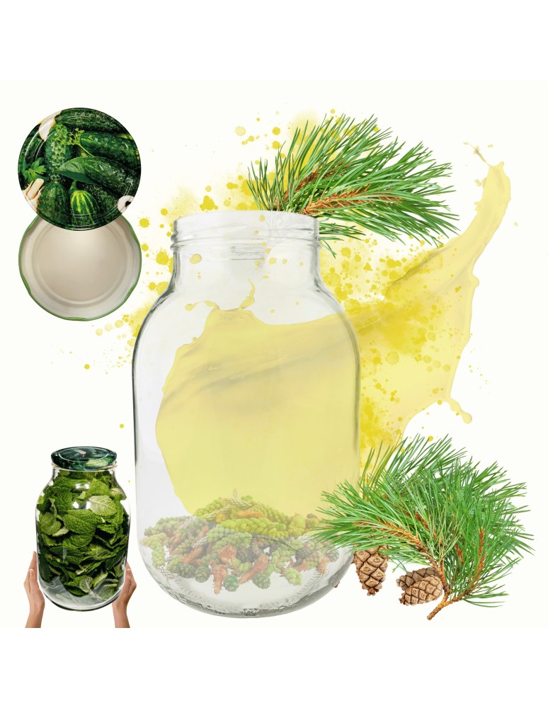 Słoiki - Słoik 3000ml 3l na ogórki soki grzyby nalewki KOMPLET z POKRYWKĄ 100mm PZH - produkt MODO24.PL 1