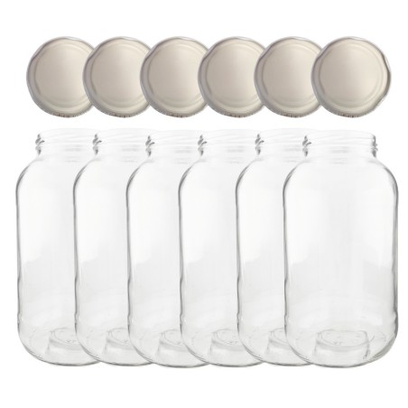 Słoiki 2000ml 2l na ogórki soki grzyby nalewki 6kompletów zakrętki 82mm