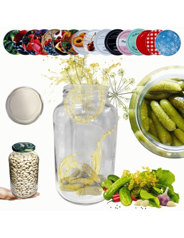 Słoik 1500ml 1,5l na ogórki małosolne soki nalewki KOMPLET z POKRYWKĄ 82mm