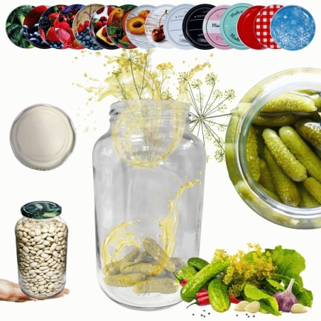 Słoik 1500ml 1,5l na ogórki małosolne soki nalewki KOMPLET z POKRYWKĄ 82mm