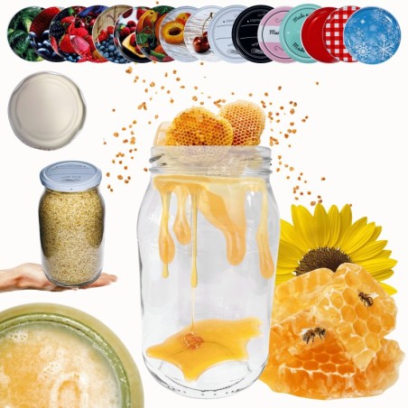 Słoik 900ml słoik na miód ogórki małosolne sałatki KOMPLET z POKRYWKĄ 82mm