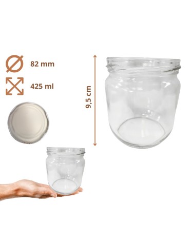 Słoiki - Słoiki 425ml 30 KOMPLETÓW z POKRYWKĄ słoiki na pasztet dżemy grzybki 82mm - product 3