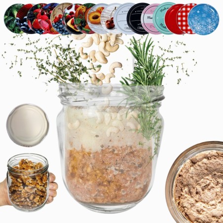 Słoik 425ml KOMPLET z POKRYWKĄ słoik na pasztet dżemy kompot grzybki 82mm