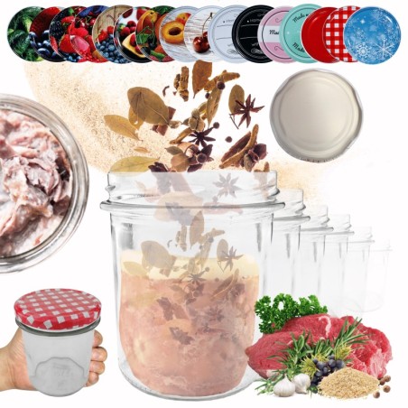 Słoiki 346ml 60 KOMPLETÓW z POKRYWKĄ słoiki na pasztet dżemy grzybki 82mm