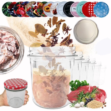 Słoiki 346ml 6 KOMPLETÓW z POKRYWKĄ słoiki na pasztet dżemy grzybki 82mm