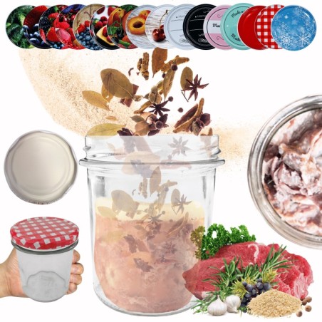 Słoik 346ml KOMPLET z POKRYWKĄ słoik na pasztet dżemy kompot grzybki 82mm