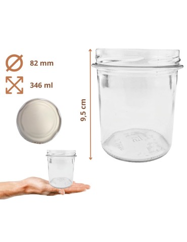 Słoiki - Słoik 346ml KOMPLET z POKRYWKĄ słoik na pasztet dżemy kompot grzybki 82mm - product 3