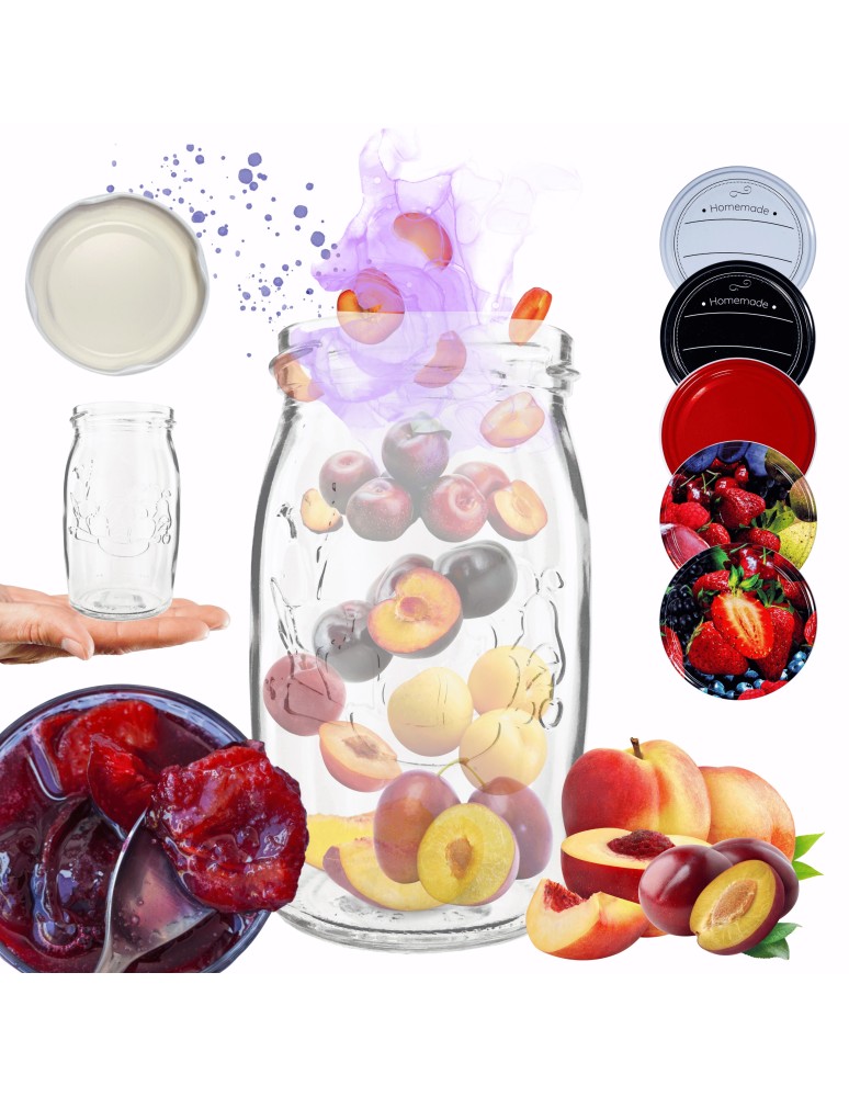 Słoiki - Słoik 335ml dżemy konfitury kompot sok grzybki KOMPLET z POKRYWKĄ 66mm - produkt MODO24.PL 1