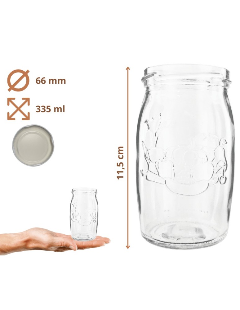 Słoiki - Słoik 335ml dżemy konfitury kompot sok grzybki KOMPLET z POKRYWKĄ 66mm - product MODO24.PL 3