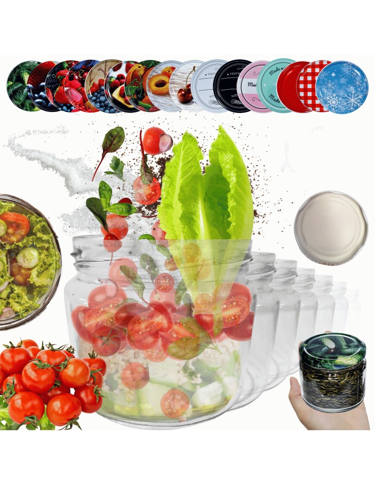 Słoiki - Słoiki 330ml 30 KOMPLETÓW z POKRYWKĄ dżemy konfitury przyprawy grzybki 82mm - produkt MODO24.PL 1