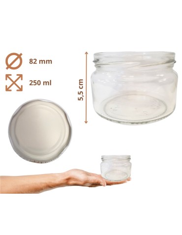 Słoiki - Słoiki 250ml 6 KOMPLETÓW z POKRYWKĄ dżemy konfitury przyprawy deserki 82mm - product 3