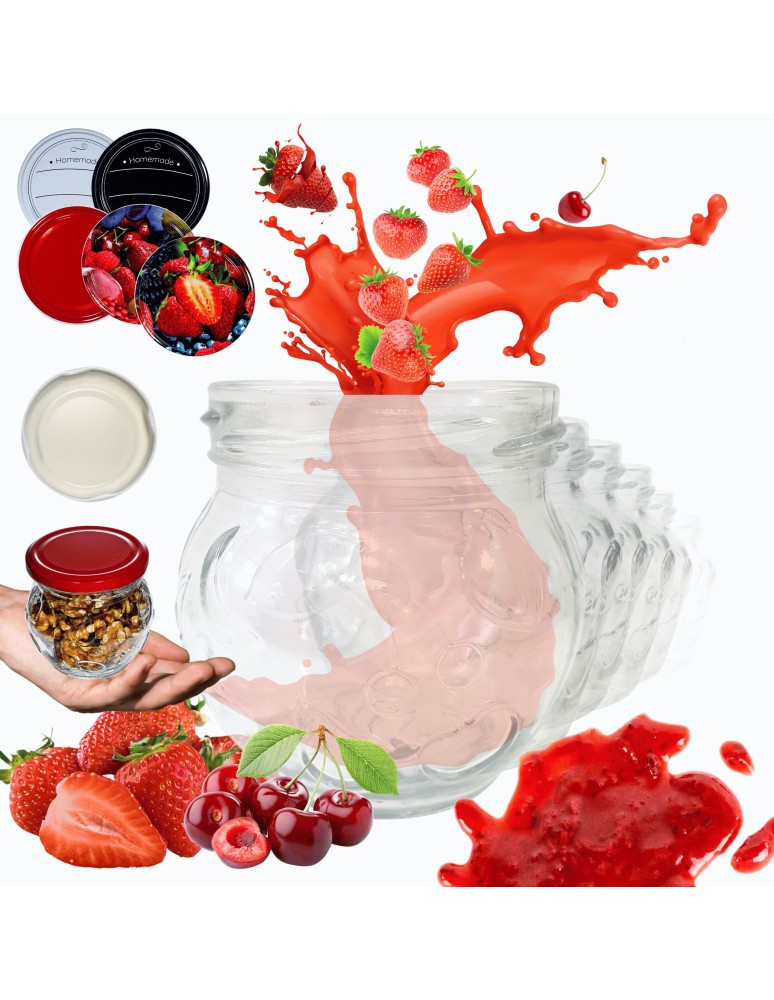 Słoiki - Słoiki 215ml 10 KOMPLETÓW z POKRYWKĄ dżemy konfitury przyprawy deserki 66mm - produkt MODO24.PL 1