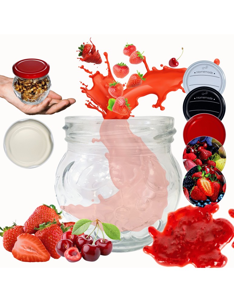 Słoiki - Słoik 215ml KOMPLET z POKRYWKĄ słoik dżemy konfitury przyprawy deserki 66mm - produkt MODO24.PL 1