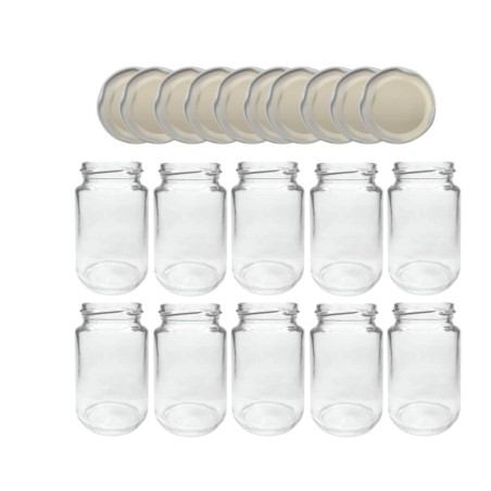 Słoiki 190ml 10x KOMPLET z POKRYWKĄ dżemy konfitury przyprawy deserki 53mm