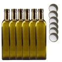 Butelki 500 ml maraski kwadratowe zielone na olej oliwę fi31 6szt NAKRĘTKI