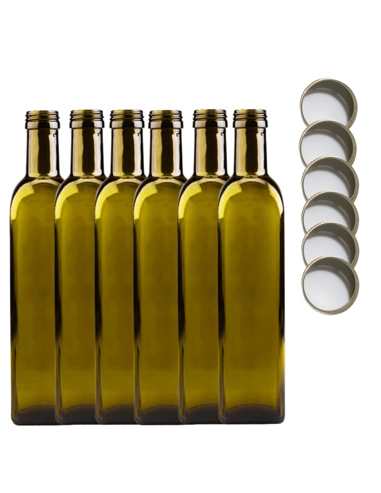 Szklane butelki na alkohol - galoniki - Butelki 500 ml maraski kwadratowe zielone na olej oliwę fi31 6szt NAKRĘTKI - product MODO24.PL 15