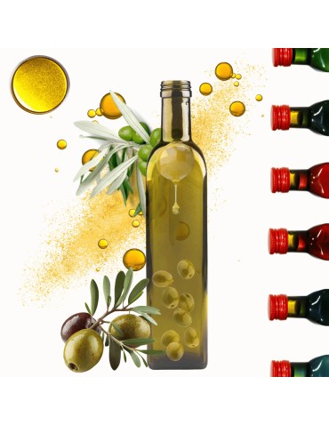 Szklane butelki na alkohol - galoniki - Butelka 500 ml maraska kwadratowa zielona na olej oliwę fi31 1szt NAKRĘTKA - product 14