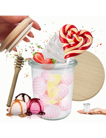 Słoiki i butelki - Słoiki WECK / drewniane wieko, nabierak słoik 160ml MOLD - product 10