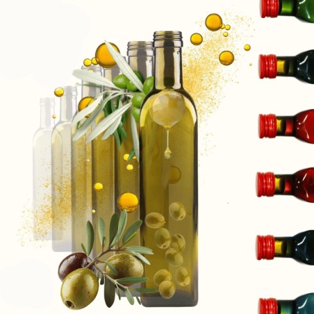 Butelki 500 ml maraski kwadratowe zielone na oliwę fi31 30szt BEZ NAKRETEK