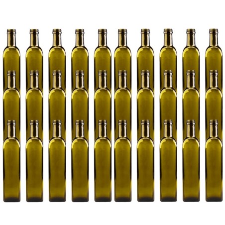 Butelki 500 ml maraski kwadratowe zielone na oliwę fi31 30szt BEZ NAKRETEK