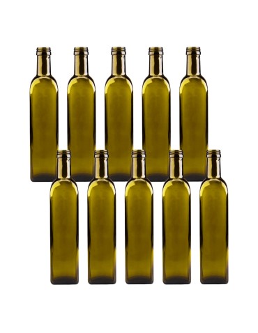 Szklane butelki na alkohol - galoniki - Butelki 500 ml maraski kwadratowe zielone na oliwę fi31 10szt BEZ NAKRETEK - product 15